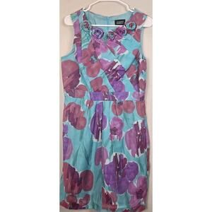 Adrianna Papell Dress Size 12 Floral Sleeveless Floret Neckline COTTAGE COQUETTE
